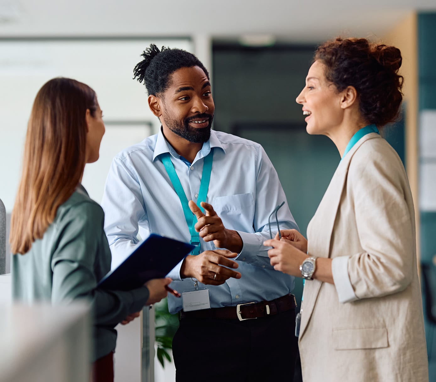 group of employee talking to each other